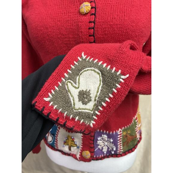 Vintage Rebecca Stone Women’s Small Christmas Holiday Sweater, Quilted Patchwork - Picture 4 of 12